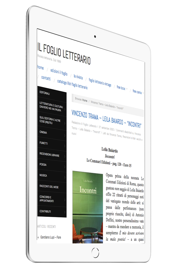 Vincenzo Trama de Il foglio letterario recensisce Incontri di Leila Baiardo